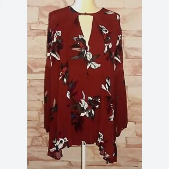 Free People Electric Orchid Tree Swing Tunic Dress Red - Picture 6 of 15